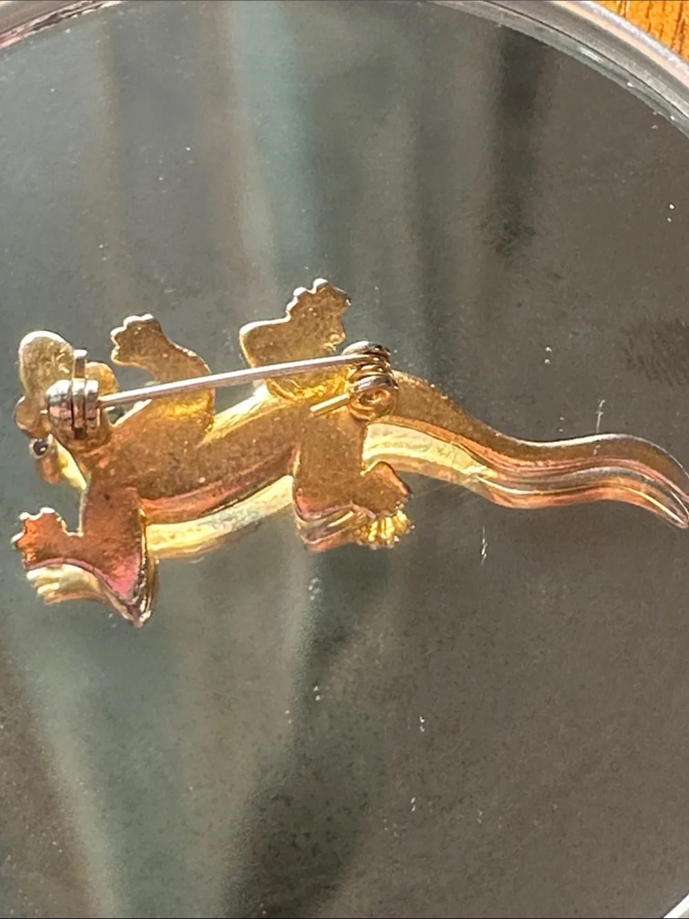 Vintage Gold Tone Lizard Brooch Pin